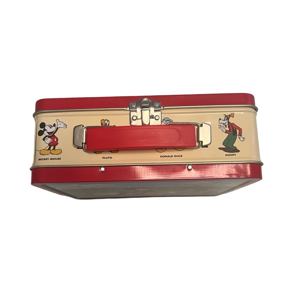 Vintage 1997 Disney Mickey Mouse & Friends Football Metal Lunch Box Series 2 Red - Picture 2 of 4